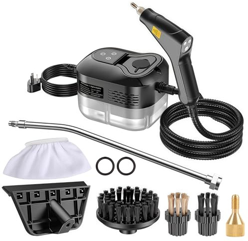 2500W Hochdruck Dampfreiniger Handgerät für Haushalt, 15s Heizung | 3.5 BAR Hochdruckdampf, 1,2L großer Tank, 6-stufig einstellbarer, Digitalanzeige, für Boden, Küche, Badezimmern, Autos