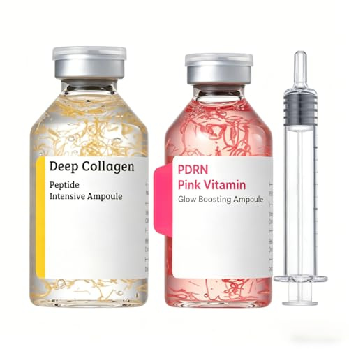 PDRN Pink Glow & Collagen Silk Peptide Ampoule Set (2PCS) | With copper peptides, vitamin B12 & hyaluronic acid, firms, lifts, boosts elasticity & radiance