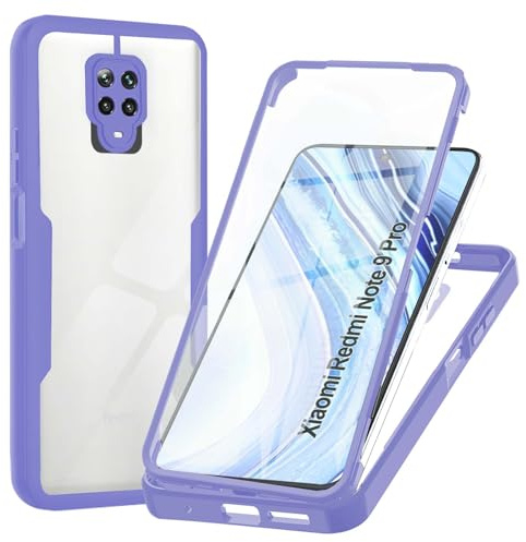 WeiCase Funda para Xiaomi Redmi Note 9 Pro / 9S, Transparente 360° Protección Funda con Protector de Pantalla Integrado Antigolpes Silicona Carcasa para Xiaomi Redmi Note 9 Pro / 9S, Púrpura