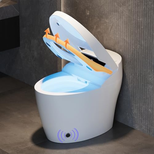 Homary WC Giapponese Intelligente con Bidet Incorporato, Bianco, 4.84 L/Scarico, Sedile Riscaldato e Funzioni Regolabili, Scarico a Sifone, Coperchio Automatico e Scarico Orizzontale, J021123606