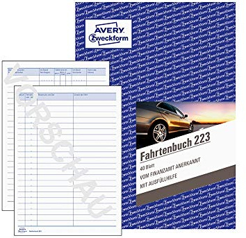 Avery Zweckform 223 Fahrtenbuch für PKW (A5, 40 Blatt) weiß, 11er Bonus Pack