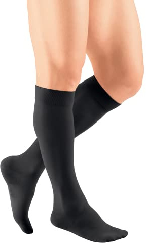 medi Duomed basic Kniestrümpfe mit Spitze Unisex | Kompressionsstrümpfe CCL2 für Damen und Herren | Schwarz | Größe IV