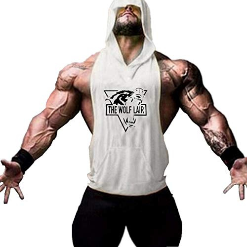 Cabeen Canotta Uomo Bodybuilding Smanicato Cotone Canottiera con Cappuccio Palestra