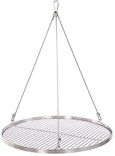 47 cm Grillrost Edelstahl für Schwenkgrill 3 Bein BBQ Grill Rost mit Seil 14 mm Stababstand