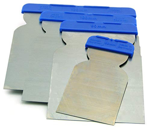 4tlg Set Japanspachtel Stahlblatt säurefest flexibel Flächen Metall-Spachtel Qualitätswerkzeug für Profis Made in Germany