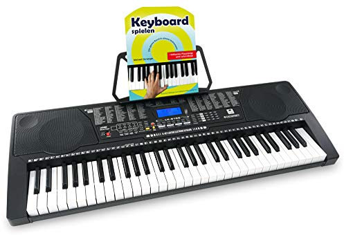 McGrey LK-6150 61 Tasten Set - Elektronisches Keyboard mit 61 Tasten - Leuchttasten und Lautsprecher - inkl. Musikschule - ideal für Schüler und Anfänger - Schwarz