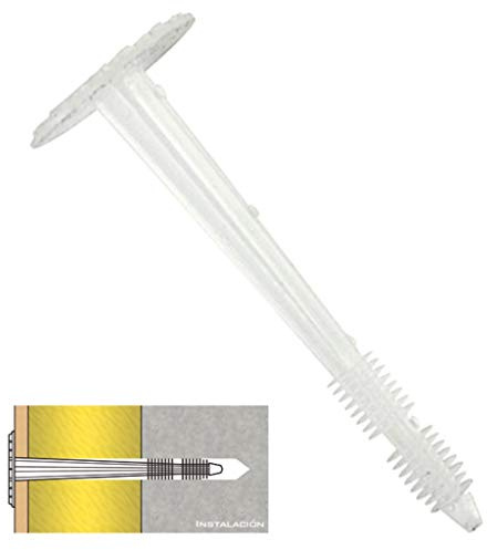 Bricoloco Cheville pour fixation de panneaux isolants EPA. Cheville de fixation de panneaux isolants. Fixation de panneaux isolants pour le système d'isolation thermique extérieure. (100, 8 x 50 mm)