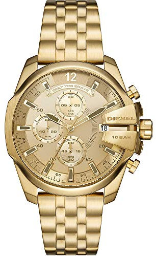 Diesel Herrenuhr Baby Chief, Chronographenwerk, 43mm goldenes Edelstahlgehäuse mit Edelstahlarmband, DZ4565