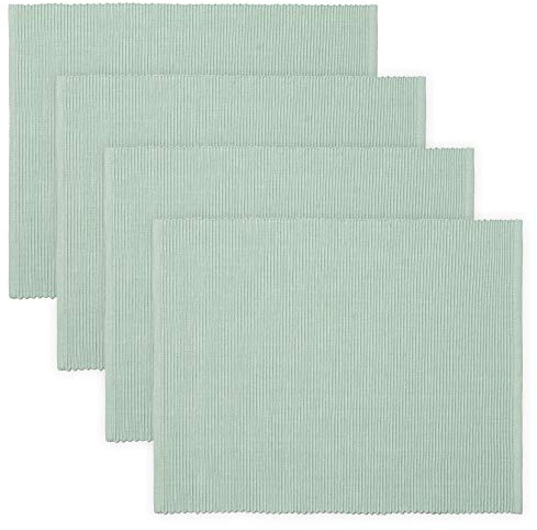 LINUM Uni 4-er Pack Tischsets 35x46 cm, 100% Gerippte Baumwolle, Abwaschbar, Helles Eisgrün
