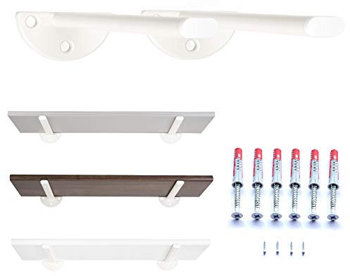 MAD Staffe per Mensole Bianche, Supporti a Muro in Acciaio Resistente, Reggimensole con Viti e Tasselli di Fissaggio (20 cm, Bianco)