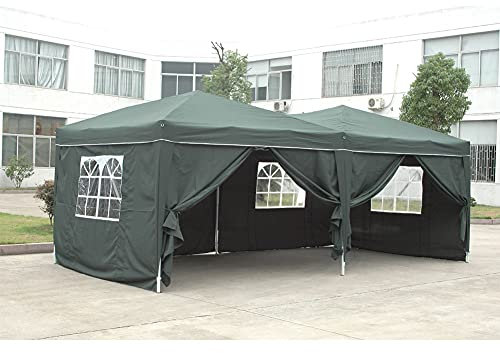 BNHHB Gazebo da Giardino 3x6m Impermeabile Pergolato da Giardino Pieghevole Antipioggia Tendone Giardino per Feste Campeggio Spiaggia Esterno Terrazza Bar Piscina