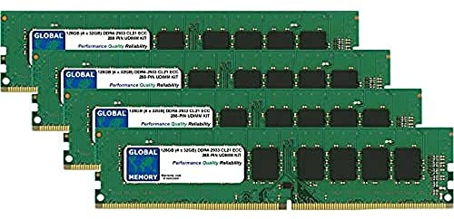 GLOBAL MEMORY 128Go (4 x 32Go) DDR4 2933MHz PC4-23400 288-PIN ECC DIMM (UDIMM) MÉMOIRE RAM KIT pour SERVEURS/WORKSTATIONS/Cartes Meres