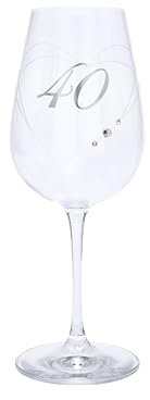 Bicchiere da vino Maturi per il 40° compleanno con cuore inciso e dettagli in strass