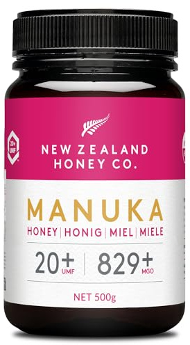 Miel de Manuka MGO 829+ UMF 20+, testé en laboratoire, brut, 500g | Très haut niveau d'activité, certifié UMF 20+ et MGO, testé en laboratoire indépendant, brut et monofloral