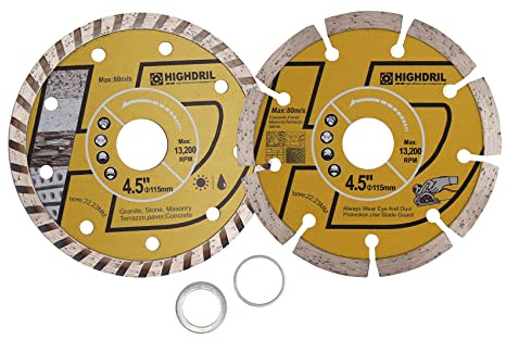 HIGHDRIL Diamond Saw Blades - 115MM /4.5inch Diamond Cutting Disc for Tile, Ceramic, Concrete, Marble, Stone, Granite,Terrazzo, Masonry 2pcs