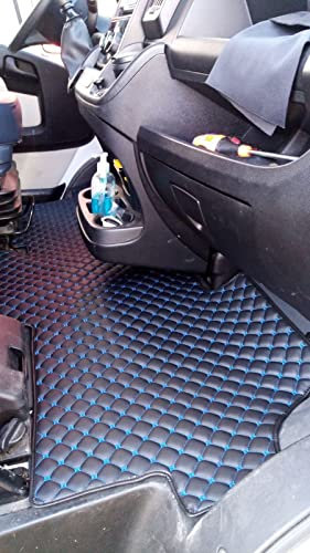 Fußmatten für Peugeot Boxer, Citroen Jumper / Relay, Fiat Ducato 2006–2019, für Linkslenker, Schwarz mit blauen Fäden