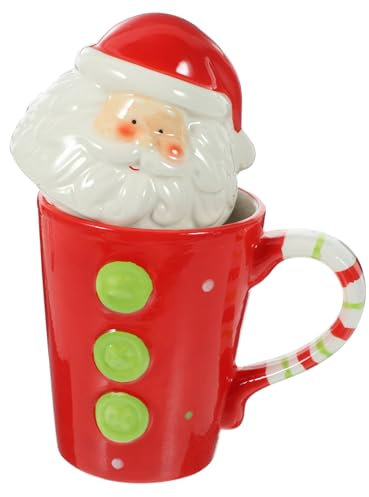 PartyKindom Keramikbecher Mit Weihnachtsmann-motiv Weihnachtsbecher Für Büro Und Zuhause Getränkebecher Für Freunde Und Familie Weihnachtsmann-form Langlebig Und Robust