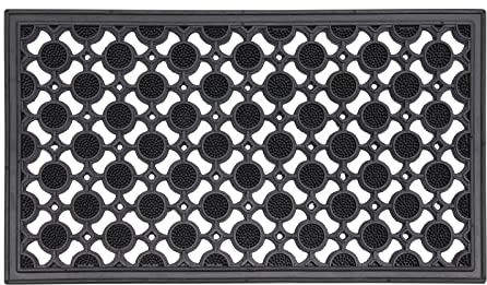 LSC Rubber Door Mat Non Slip Heavy Duty Welcome Doormats For Indoor & Outdoor Super Absorbent Dirt Scraper Outdoor Mat for Entrance Circle Design (Pack of 1, 40 x 70 cm)