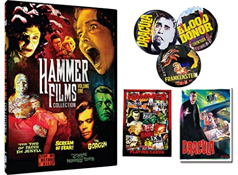 Hammer Horror 5-Movie Collection: The Two Faces of Dr. Jeckyll/Scream of Fear!/The Gorgon/Stop Me Before I Kill/The Curse of the Mumy's Tomb with Dracula Prince Magnet, and 3 Iconic Poster Pins