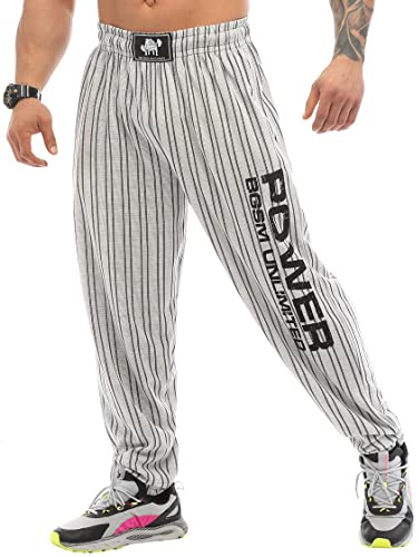 BIG SAM SPORTSWEAR COMPANY herr säckig sweatpants med fickor, gammaldags lös passform gym byxor, Beige, XL