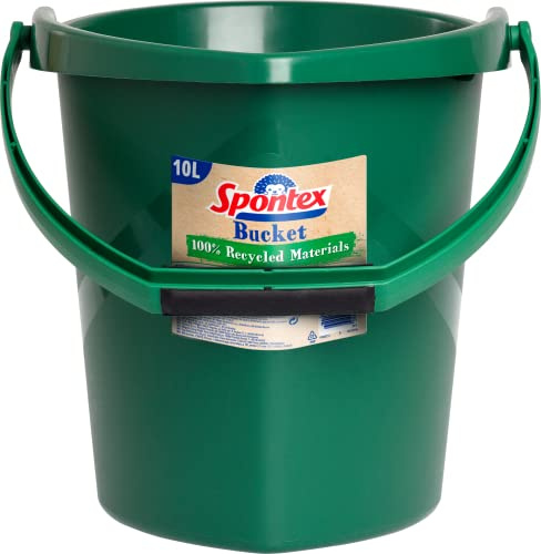 Spontex Eco Green 19800212 Seau en matériaux 100% recyclés avec poignée Creuse au Fond du Seau, capacité de 10 l, Vert