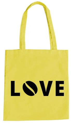 Love Coffee Baumwolltasche - Kaffee Bohne Frühstück Latte Macchiato Espresso Gelb