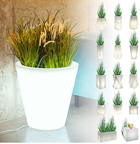 Monumo®️ Leuchtender Blumentopf Groß 50 x 50 cm | geeignet für Haus, Büro, Garten, Patio, Hotel, Restaurant, Balkon und Terrasse, gemütliche Innenlampe, moderner Gartentopf (50 cm x 50 cm)