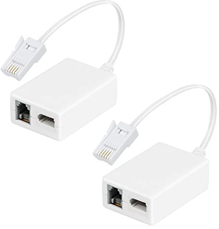 Uvital Microfilter Splitter for Landline, Broadband Modem, BT Plug to BT&ADSL Socket Cable Filter, Phone Line Cable for BT Telephone and RJ11 Device Like Modem