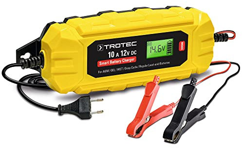 TROTEC Batterieladegerät PBCS 10A | Universal-Ladegerät für 12V-Batterien Pkws Motorräder Wohnmobile Traktoren Transporter Schutzart IP65