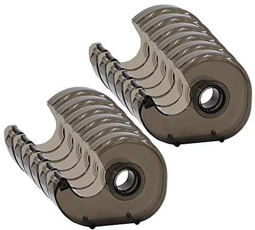 Tape Dispenser, Refillable Handheld Tape Dispenser 1 Core, Translucent, Smoke/Plastic - Durable Scotch Tape Dispenser - (No Tape Included) - 12 Pack