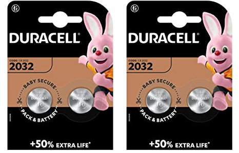 Duracel CR2032 Lithium-Knopfzellen, 3 V, Mas 50 Extra Life, 2 Packungen