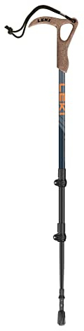 LEKI Wanderfreund High Fives Aluminum Adjustable Lightweight Walking Pole (Single) for Trekking & Hiking - Blue-Orange-Blue - 60-120 cm