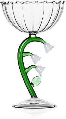 Ichendorf Milan Coupe Champagne Optique, Fleur Blanc, Collection Botanique, 28 cl, Verre borosilicate, Fait à la main