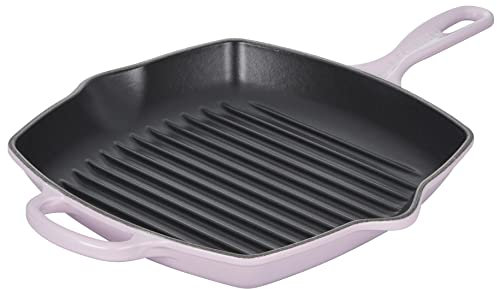 Le Creuset Enameled Cast Iron Signature Square Skillet Grill, 10.25, Shallot
