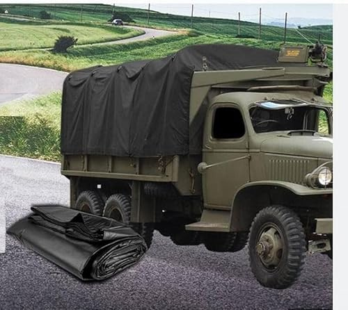 Shumaxx Heavy Duty Canvas Tarpaulin Outdoor Waterproof Dustproof Basha Boat Truck Cover (Black, 2 Meter x 4 Meter)