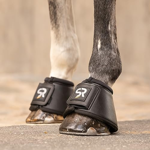 SUNRIDE Hufglocken (2er Set) - für Pferde - aus Leder und Neopren - zum Schutz vor Ballentritten (Schwarz, XL (Full - XFull))