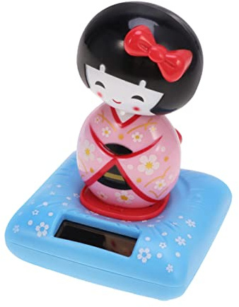 ABOOFAN Armaturenbrettdekor Im Autoinnenraum Schüttelndes Spielzeug Kopfschüttelnde Puppe Solar-schaukel-Spielzeug Japanische Kokeshi-Puppe Sonnentänzer Dashboard-Puppe Rocker Kind Blase