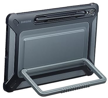 Samsung Outdoor Cover EF-RX710 für das Galaxy Tab S9, Tablet Cover, Tablet-Hülle starker Schutz, praktische Aufstellmöglichkeiten, sicherer Halt, inkl. S Pen Aufbewahrung, Black