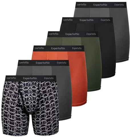 Expertoftio Boxer Uomo Mutande Lunga, Boxer da Sport Intimo Funzionale, Confezione da 6 Pezzi, Pantaloncini Compressione con Apertura per Uomo