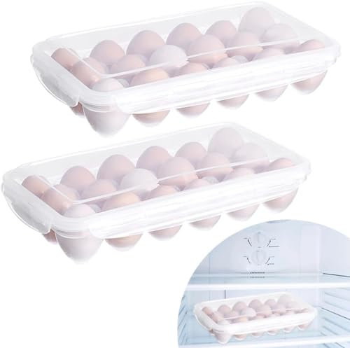 2 Pack egg Storage Container for Fridge - Clear Airtight Box with Lids, Kitchen Organizer Keeps Eggs Fresh, Dispenser Holds 36 (18 x 2)