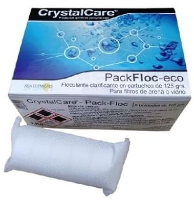 CrystalCare Pack Floc Eco: Cartuchos floculante para Mejorar Transparencia del Agua. Caja 8 uds