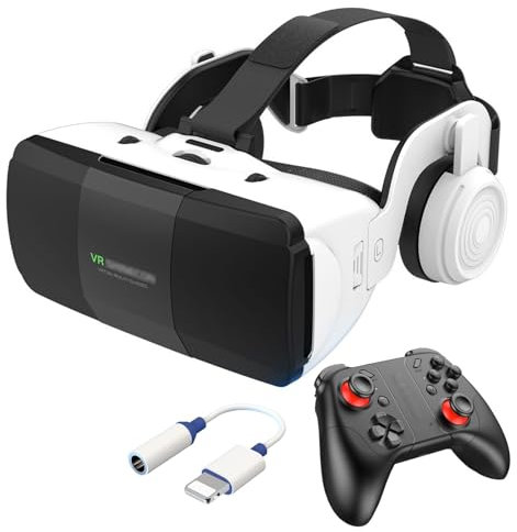 2023 Nuovo Visore Realtà Virtuale con Cuffie e Controller,Occhiali Virtuali 3D per Video Film e Giochi, Lente Regolabile Cuffie Realtà Virtuale per iphone/Samsung/Huawei/Xiaomi 4,7-7,8 Smartphone (