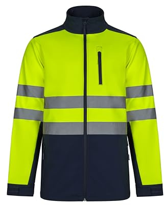 Velilla 306006, Cazadora Soft Shell Bicolor, Color Azul Navy y Amarillo Fluor, Talla M