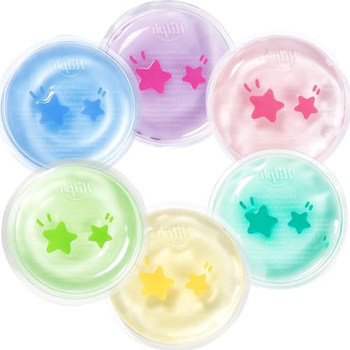 Hilph Kühlkompresse Kühlpads Kinder mit Ungiftig Gel(6 Stück), 2.5x2.5 | Wiederverwendbare Kleine Kühlpack Kühlakkus für Kinder Fieber, Beulen, Prellungen, Zahn- oder Kopfschmerzenschmerzen