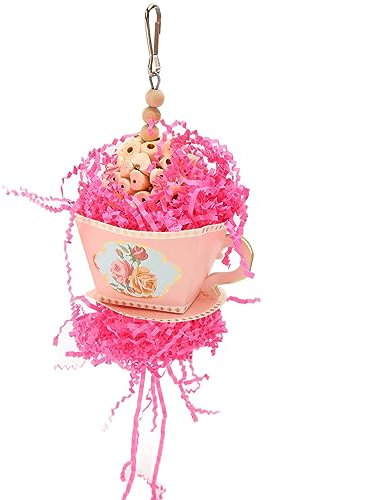 Bissap Vogel-Kauspielzeug, Sola-Holz-Hängekäfig, Papageien, Nahrungssuche, Zerkleinerungsspielzeug, Hängespielzeug, Vogelspielzeug Für Sittiche, Nymphensittiche, Sittiche, Wellensittiche(Rosa)