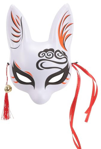 Theaque Demi-masque de renard décoratif pour cosplay, style japonais, pour fête