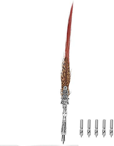 OPPWONG Federstift, Federkiel und Tintenset, Kalligraphiestifte Zum Schreiben mit Leichter Zinklegierung und Feder für die Inneneinrichtung (2)