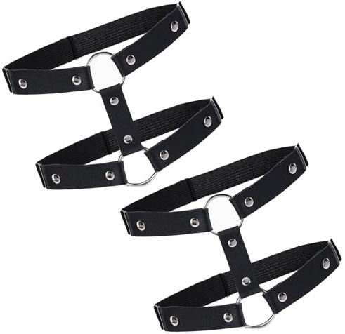 2Pcs Garter with Anti-Slip Clips,Adjustable Garter Belt Gothic Leg Harness Shaped Leg Garter with Clips Punk Goth Garters for Thigh-high Socks
