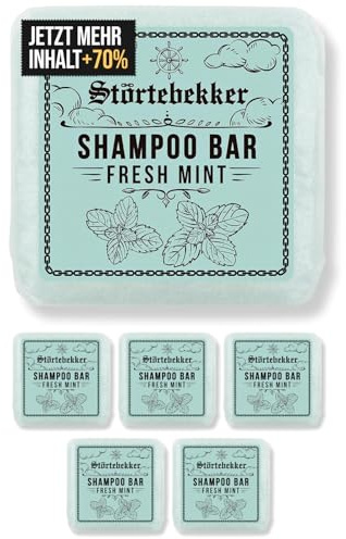 Störtebekker® Premium Shampoo Bar Fresh Mint (6x) - Festes Shampoo Herren & Damen - 3in1 Duschseife Männer für Haare, Kopfhaut & Bart - Feuchtigkeitsshampoo - vegan, handgefertigt - 6x100g