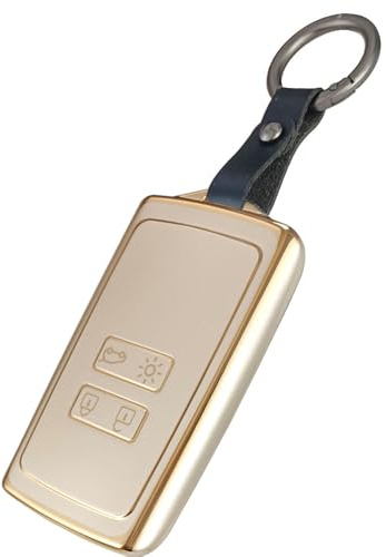 Baisirui Autoschlüssel Hülle kompatibel mit Renault 4-Tasten Smartkey Autoschlüssel Clio 5 Dacia Duster Austral Kadjar Trafic Zoe Arkana Schlüssel Hülle Zubehör (Champagner Gold)